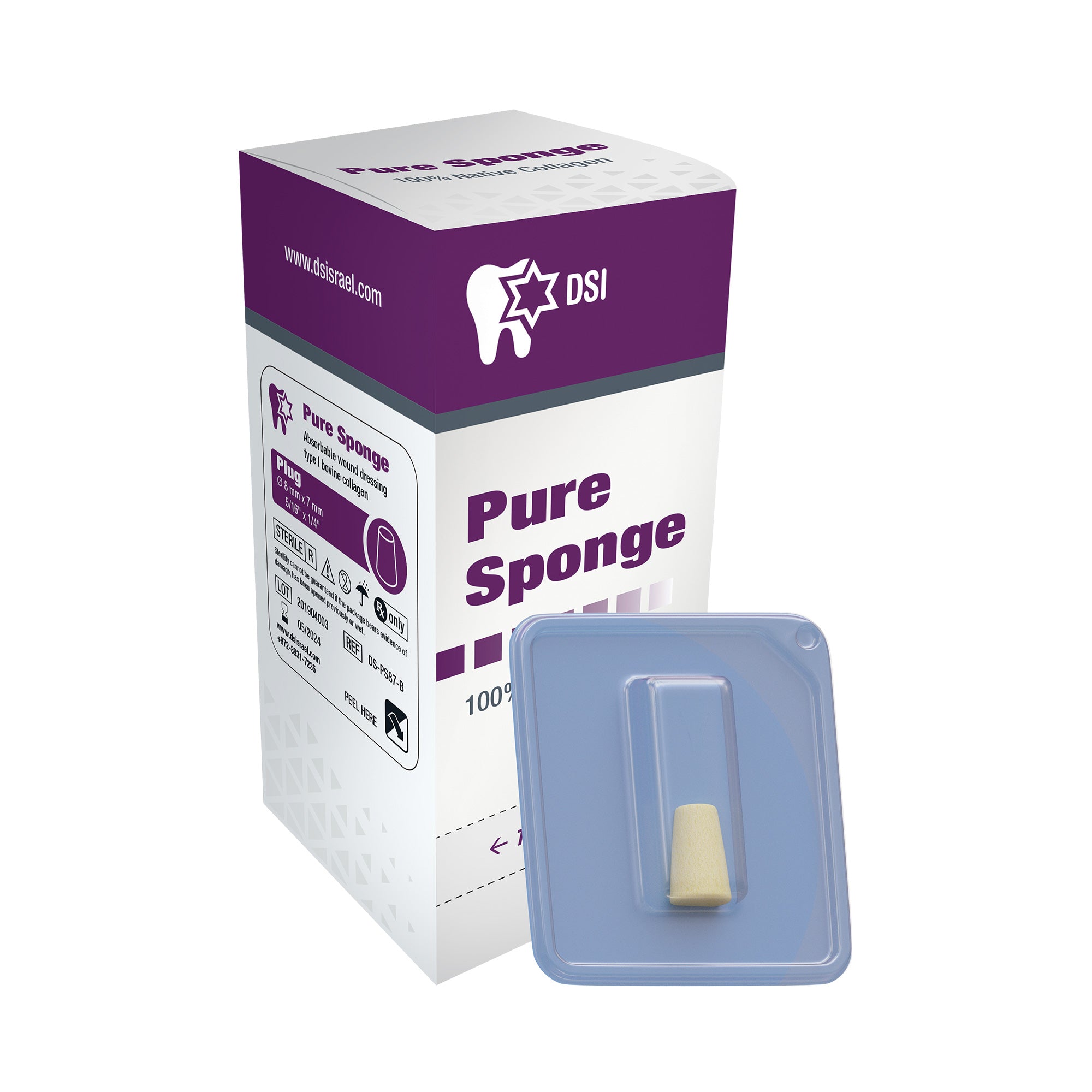 DSI Pure Sponge Sterile Collagen Plug In Individual Blisters