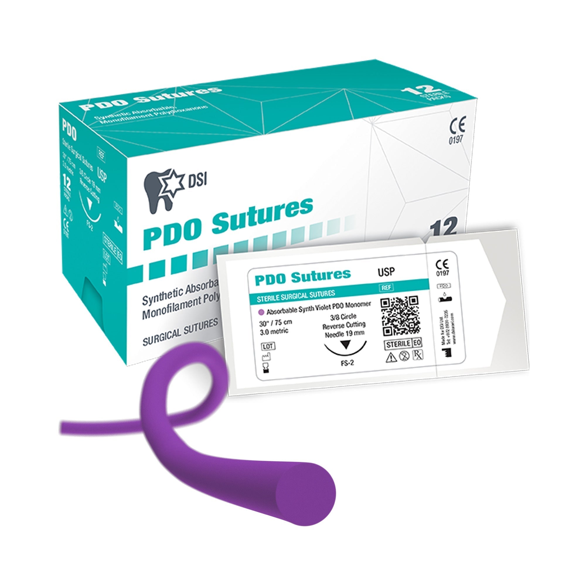 PDO Polydioxanone Sutures 12pcs pack