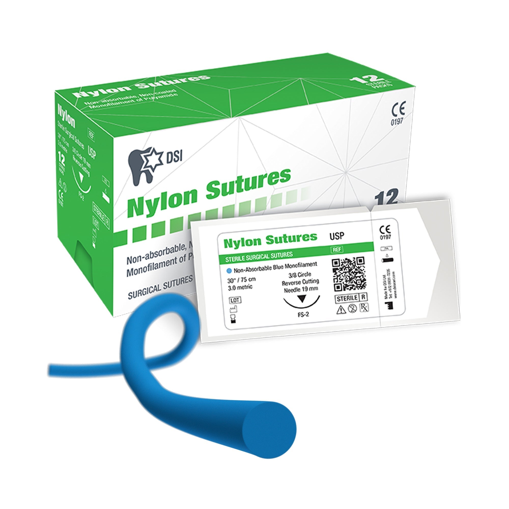 Nylon Monofilament Sutures 12pcs pack