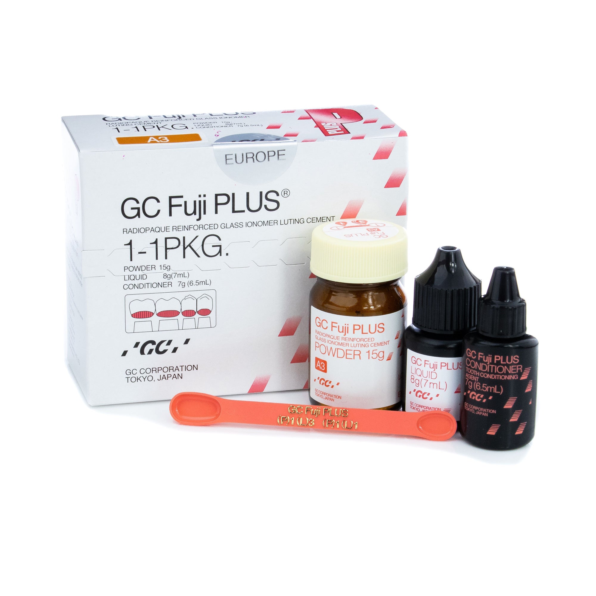 GC Fuji Plus Resin-Reinforced Glass Ionomer Cement 15g + 7ml + Conditioner