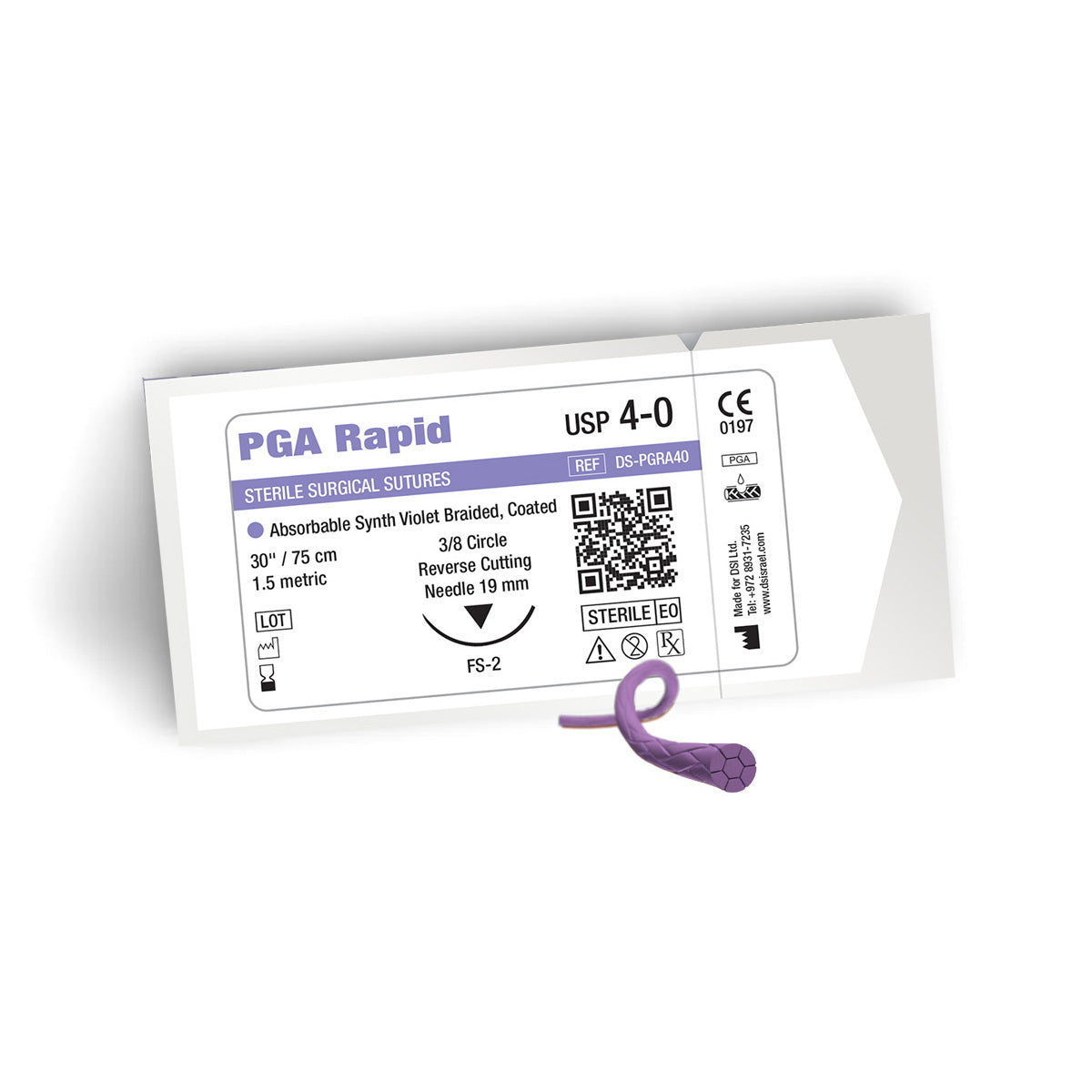 DSI PGA RAPID Surgical Suture Multifilament Resorbable 75cm 12/pk