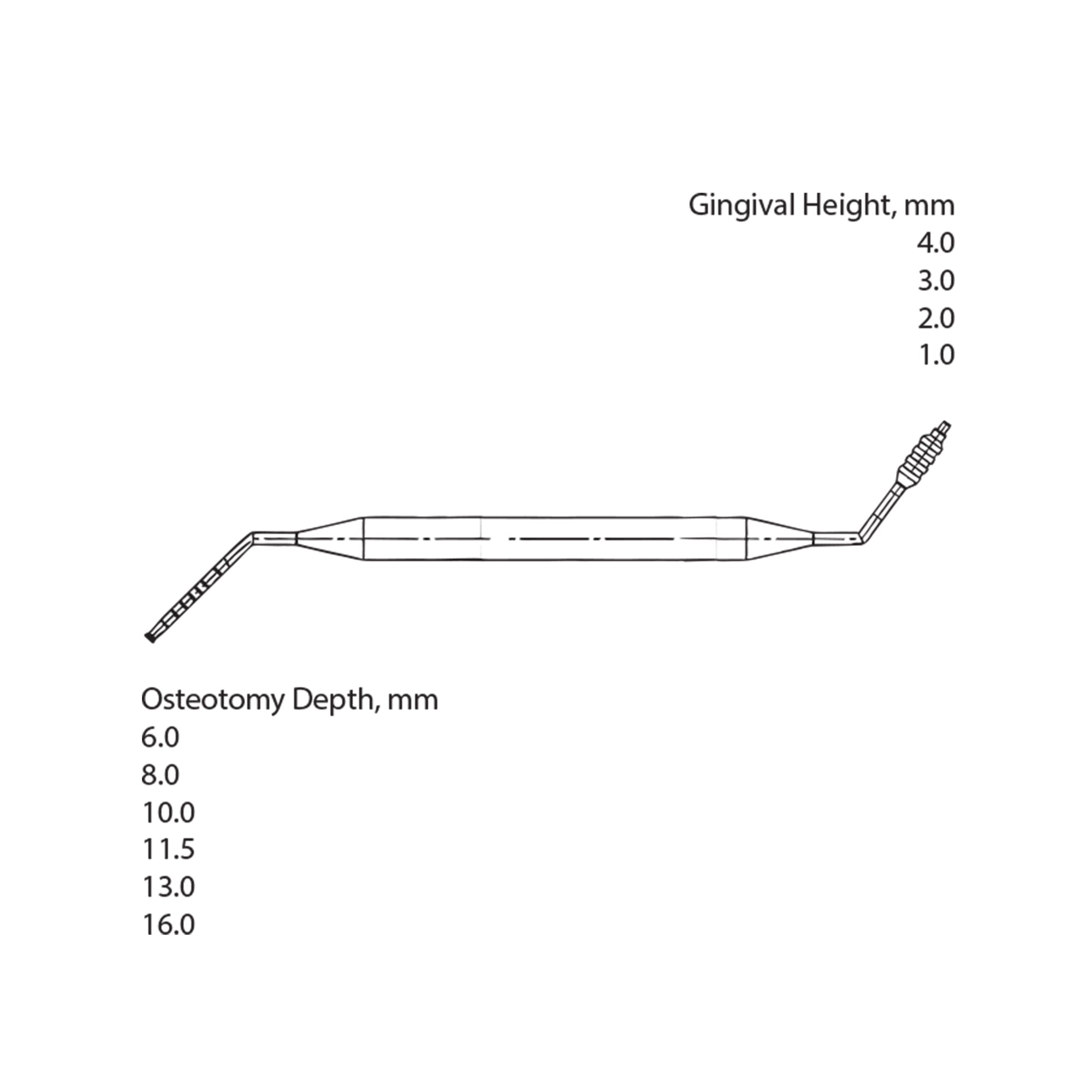 DSI Depth Gauge Measuring Tool Two Sided (Osteotomy / Gingival)