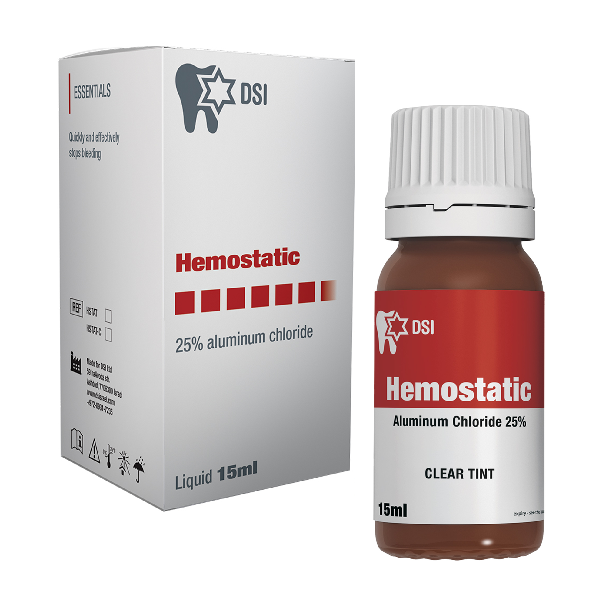 DSI Hemostatic Liquid 25% aluminum chloride Stops Bleeding 15ml Bottle