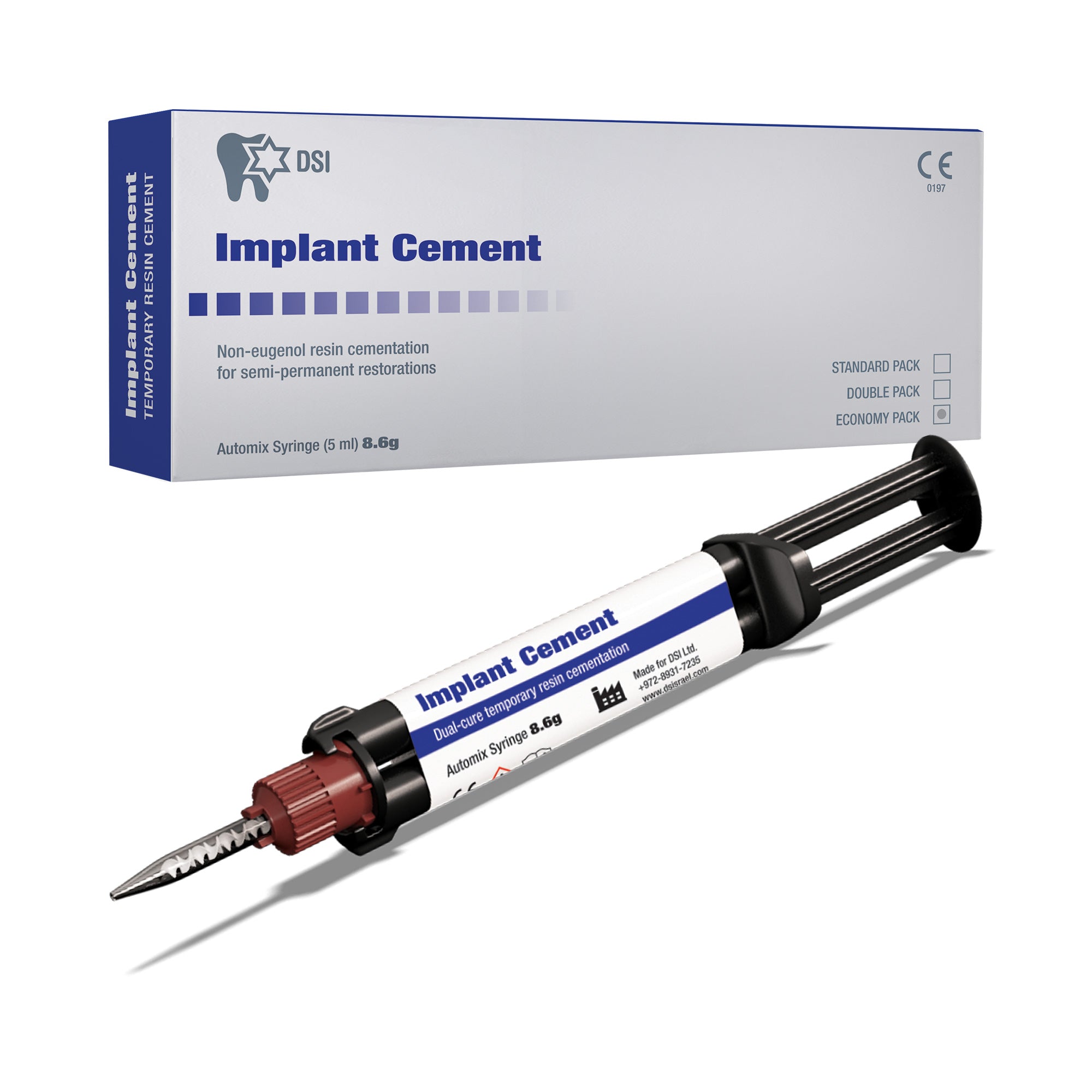 DSI Semi-Permament Implant Cement For Crowns 8.6g Automix Syringe