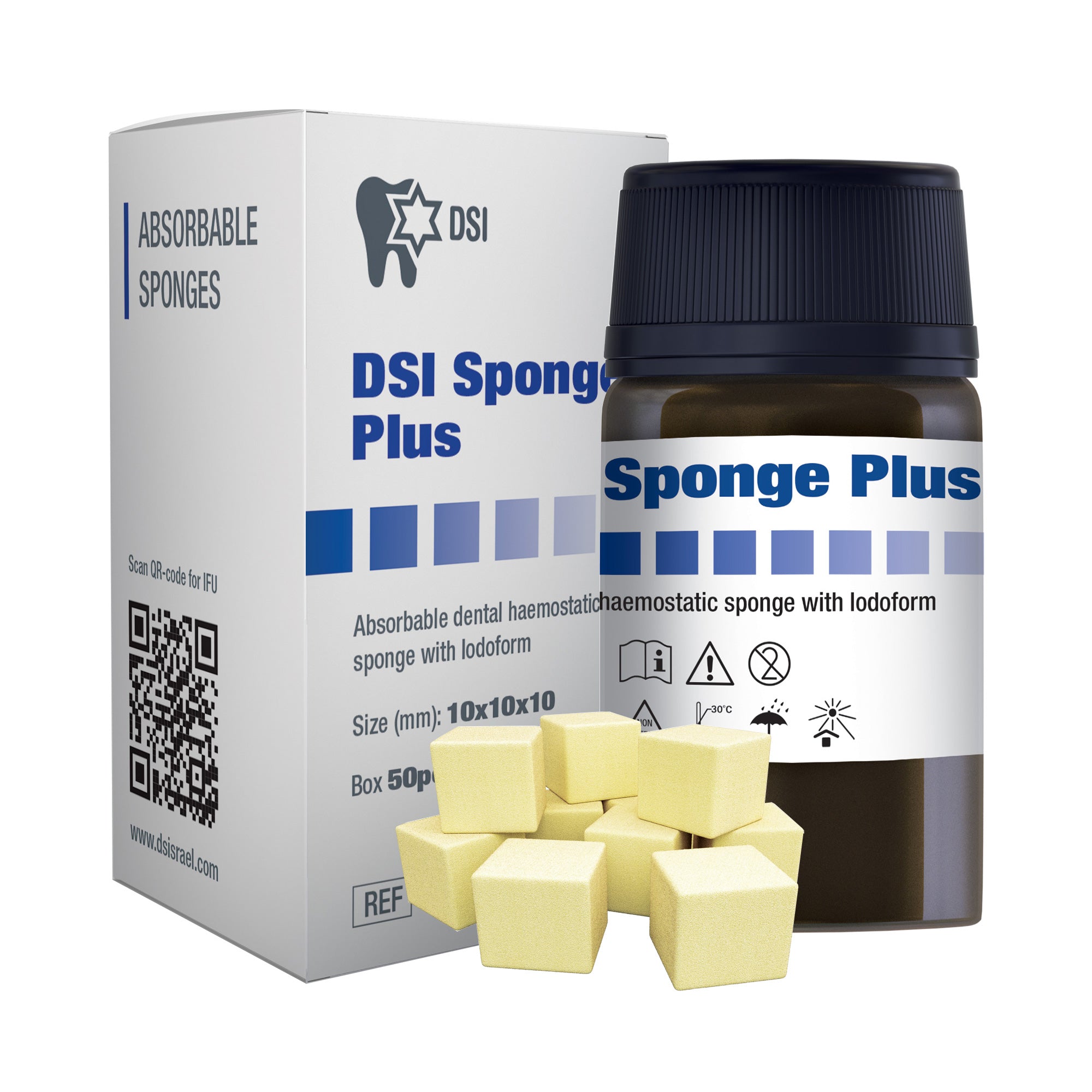 DSI Collagen Sponge Plus Absorbable Hemostatic with Iodoform 10x10mm