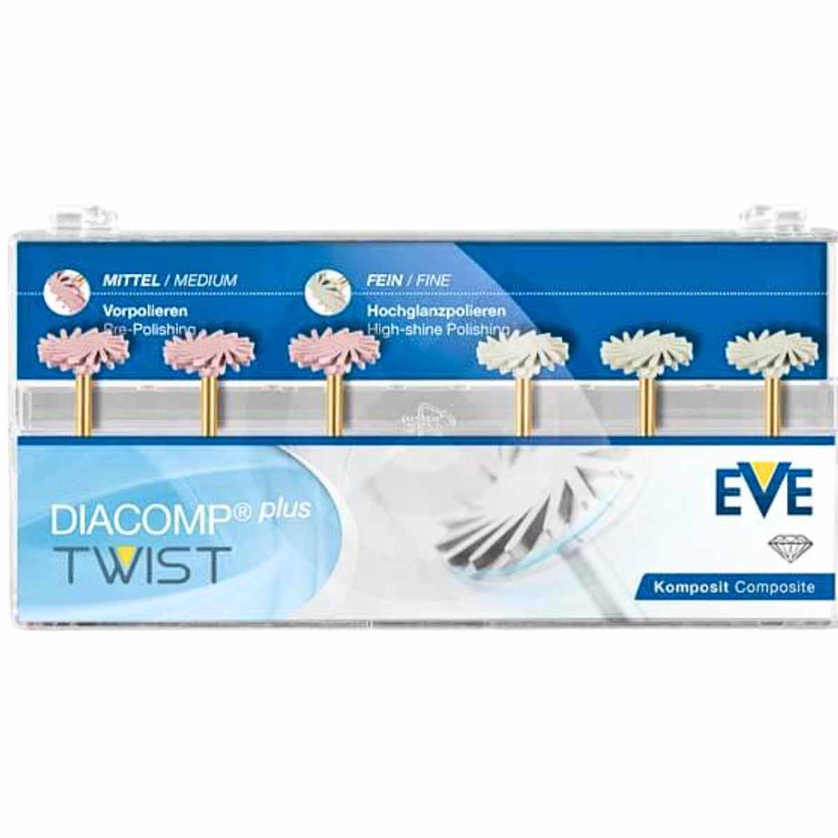 EVE Diacomp Set RA 343 Set 6 Silicone Twist Polishers for Composite