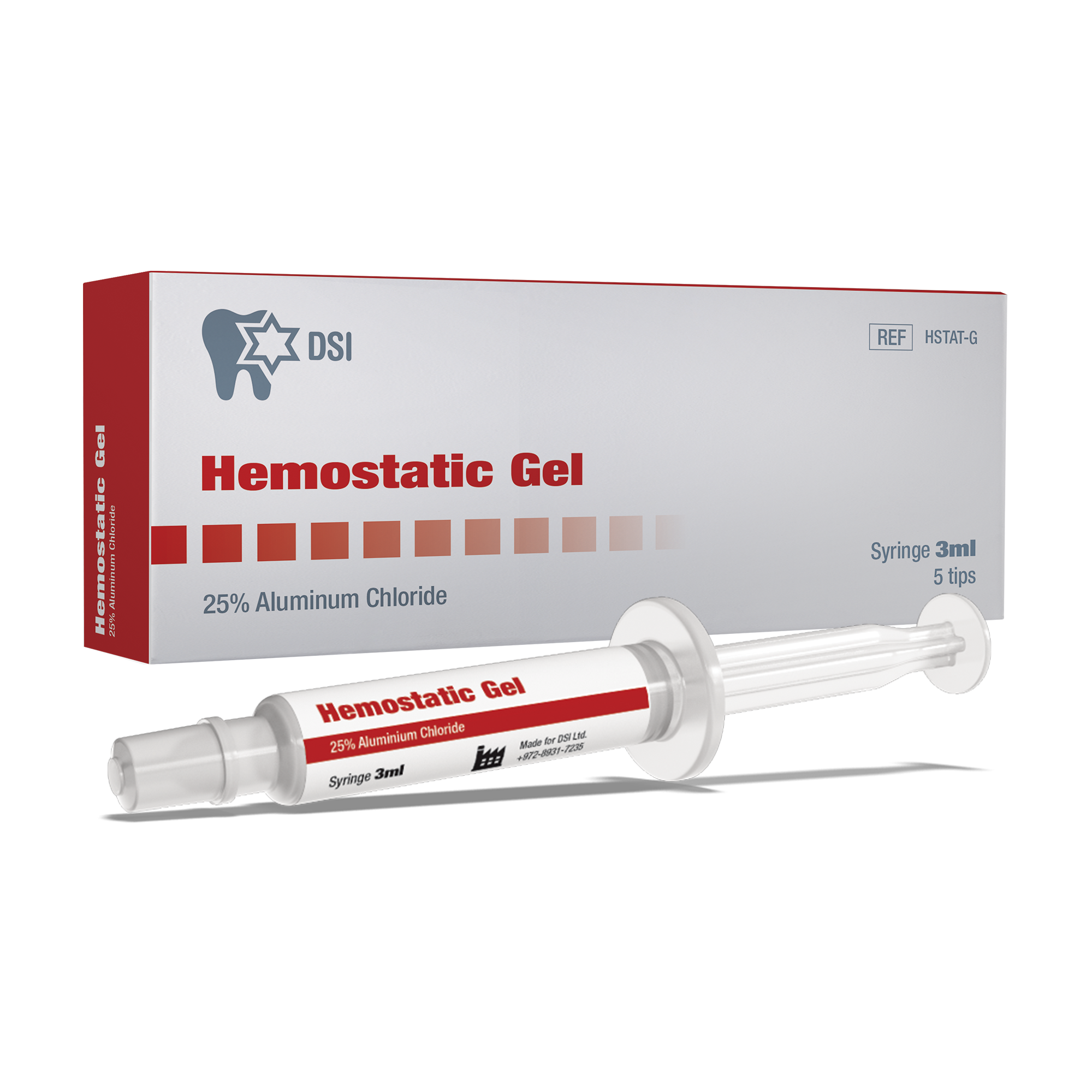 DSI Hemostatic Gel 25% aluminum chloride Stops Bleeding 3ml syringe