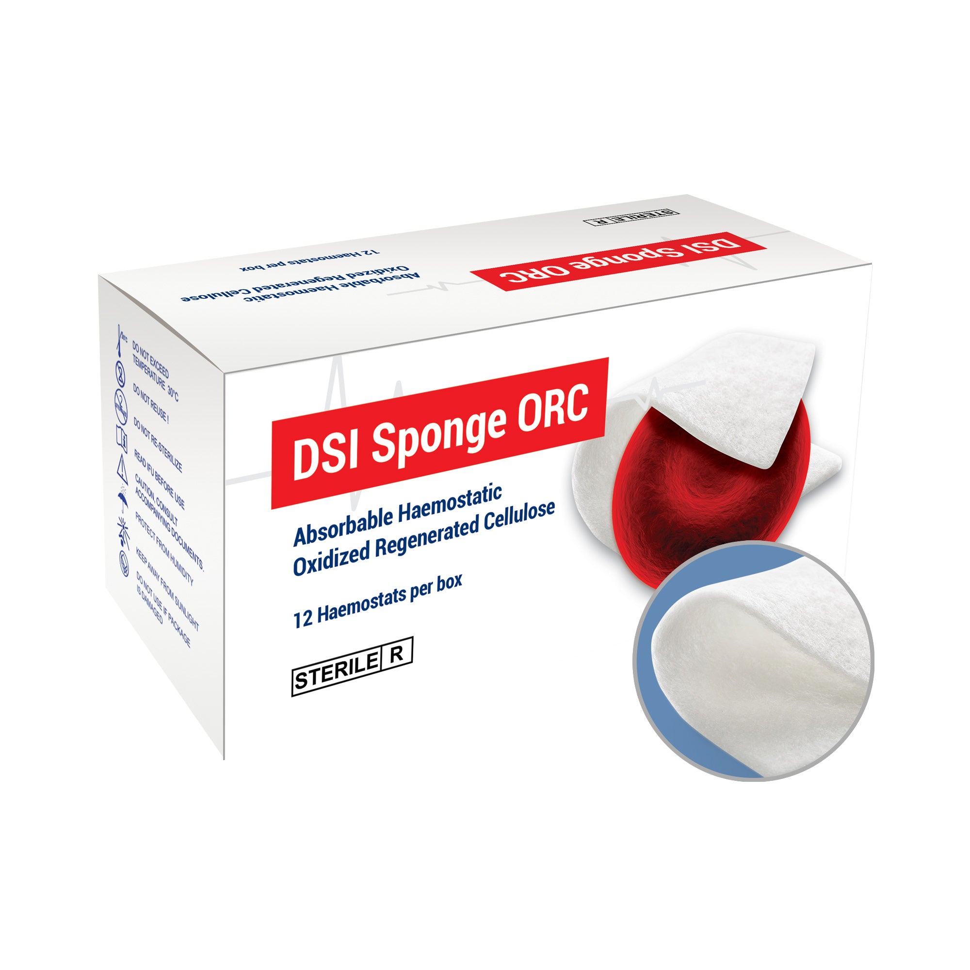 DSI ORC Sterile Absorbable Hemostatic Sponge Non-Woven 25x51mm