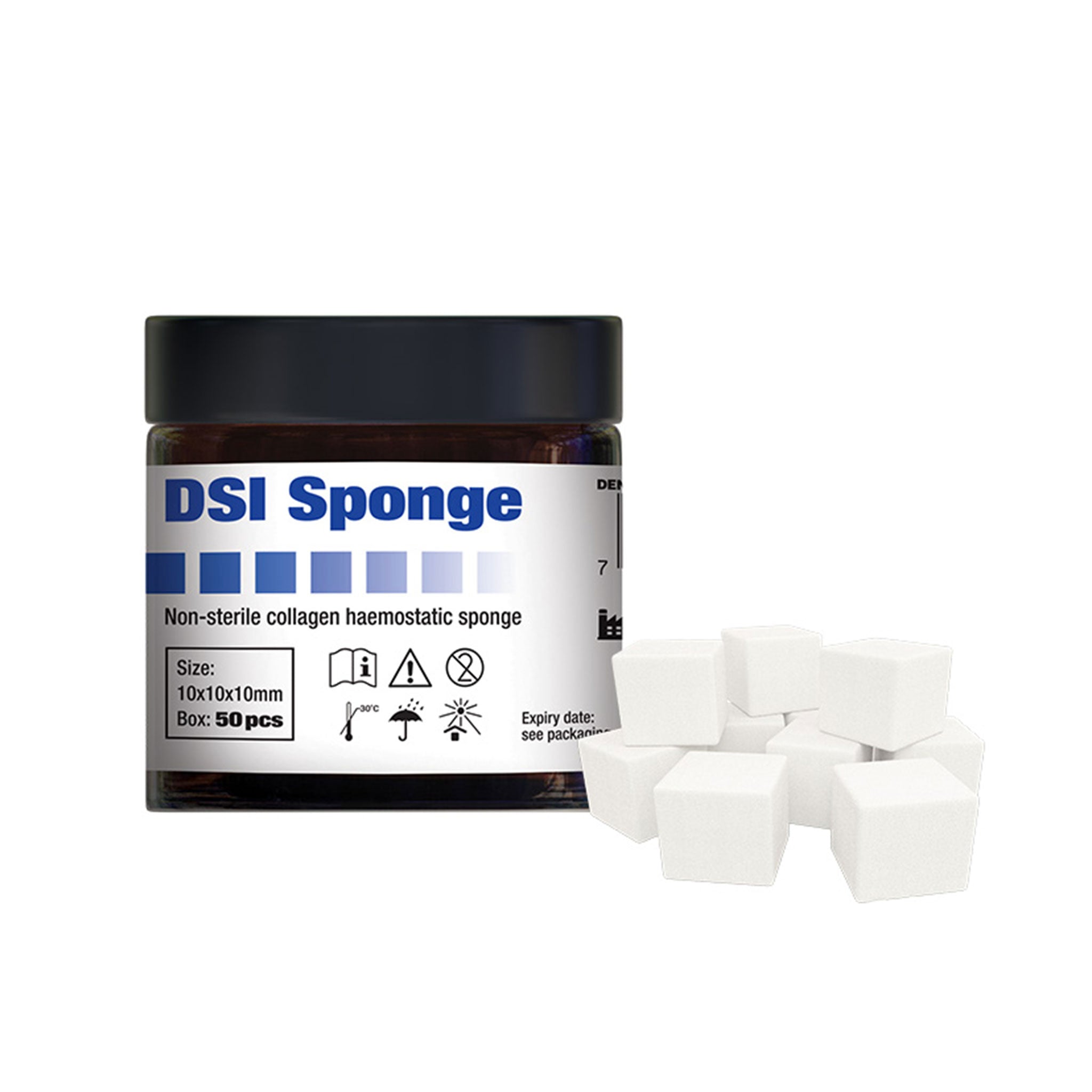 DSI Sponge Hemostatic Collagen Gelatin Non Sterile Cubes 10x10mm