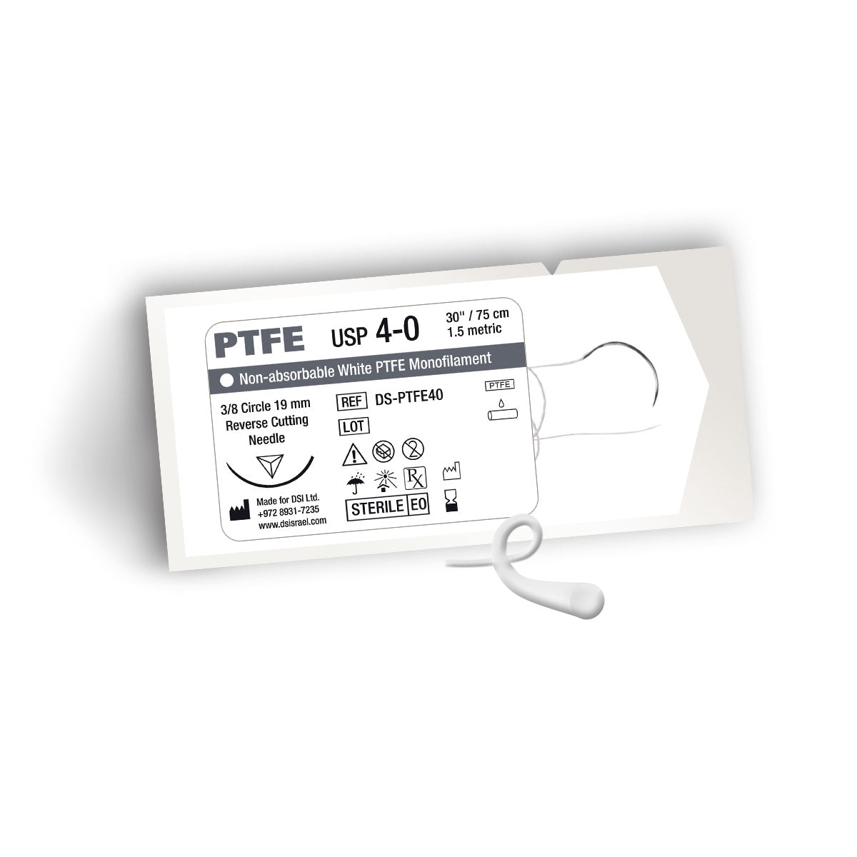 DSI PTFE Non-Resorbable (Teflon®) Surgical Sutures 75cm 12pcs Pack