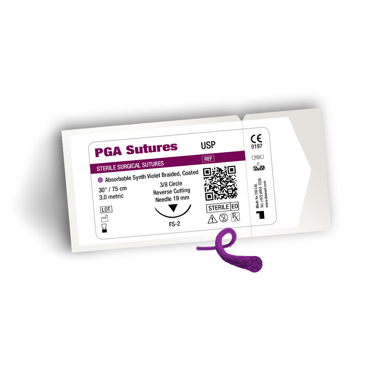 DSI PGA Multifilament Polyglycolic Acid Resorbable Sutures 75cm 12pcs pack