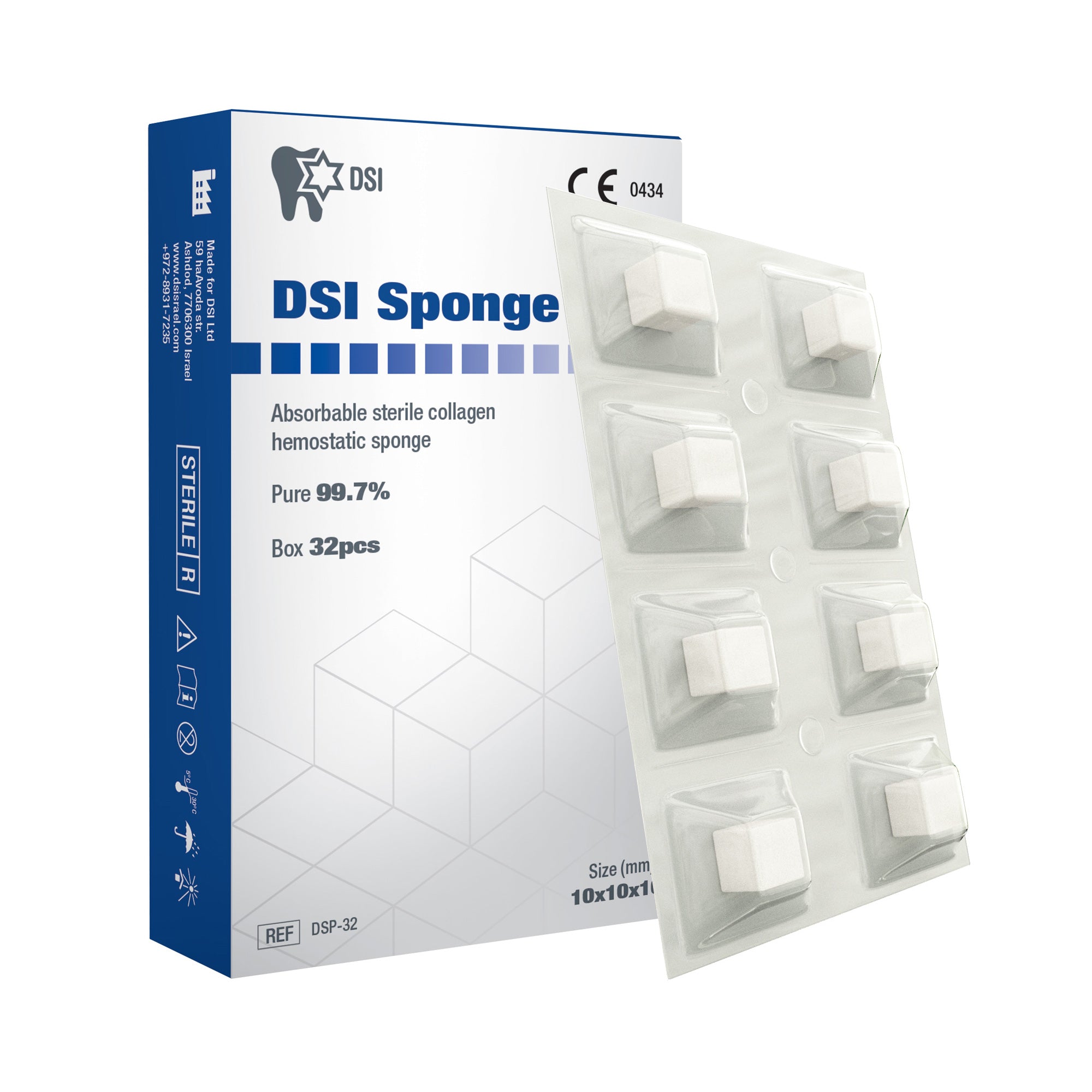 DSI Sponge Hemostatic Collagen Gelatin Sterile Cubes 10x10mm