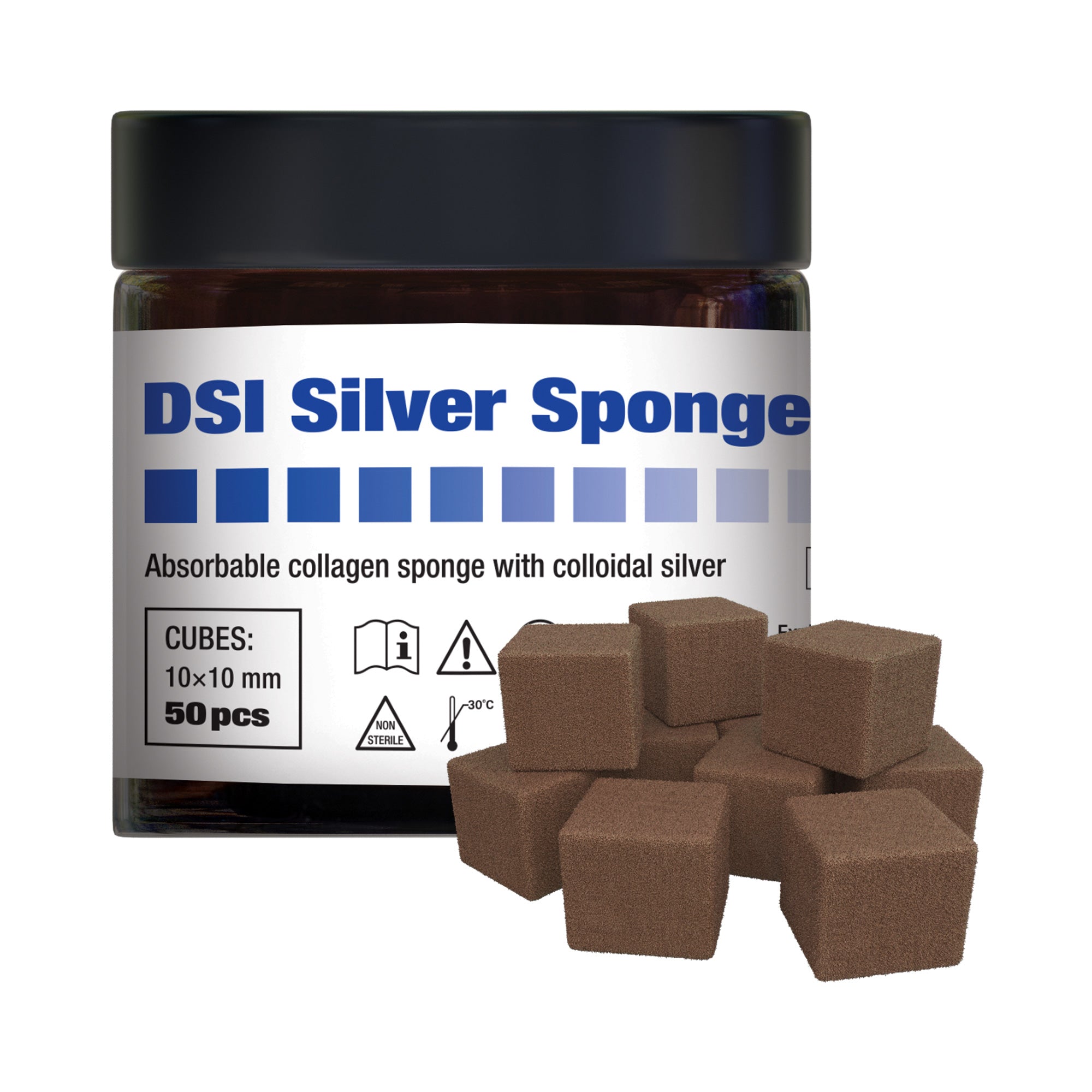 DSI Collagen Sponge With Colloidal Silver Non Sterile Cubes 10x10mm