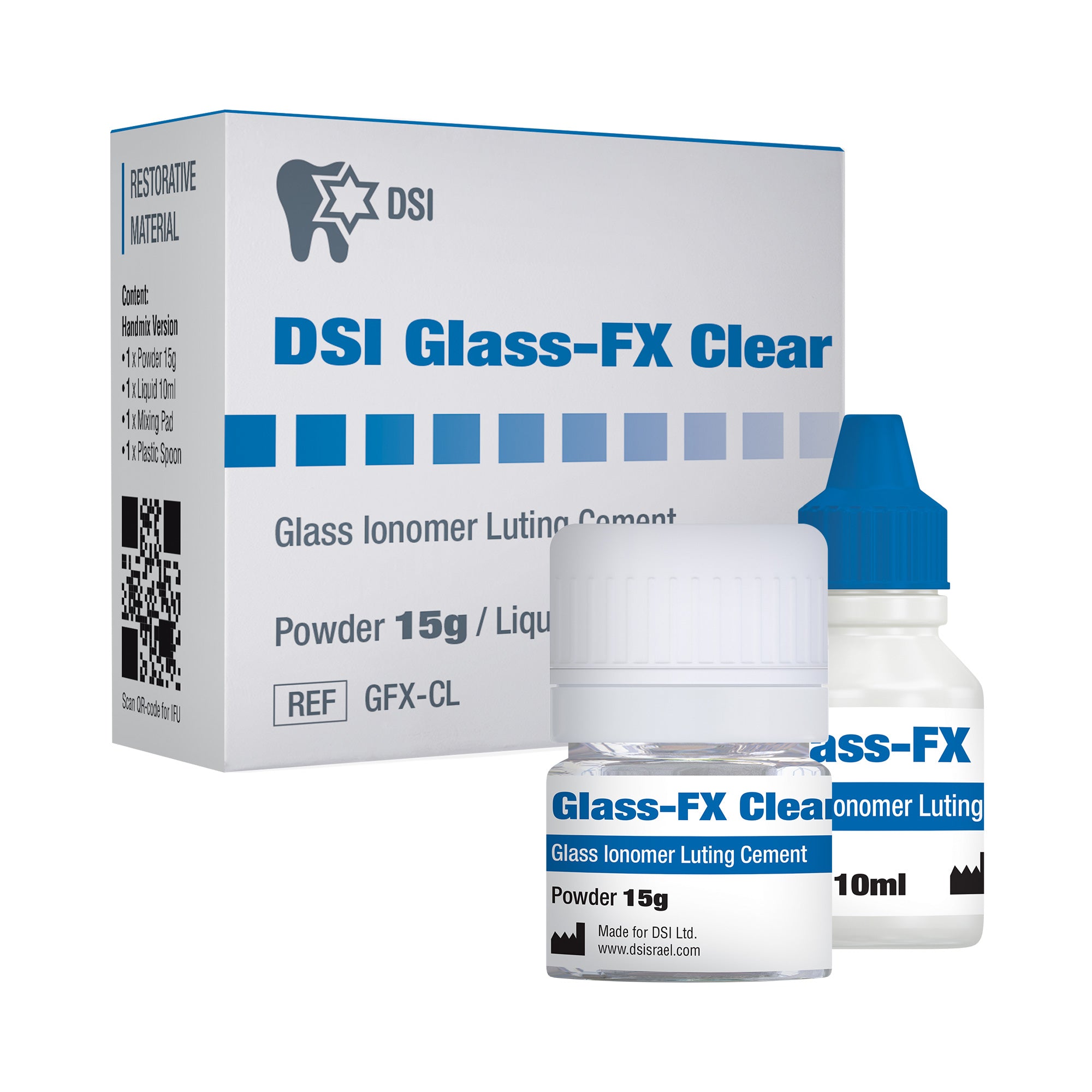 DSI Glass FX Clear Glass-Ionomer Translucent Cement 15g + 10ml