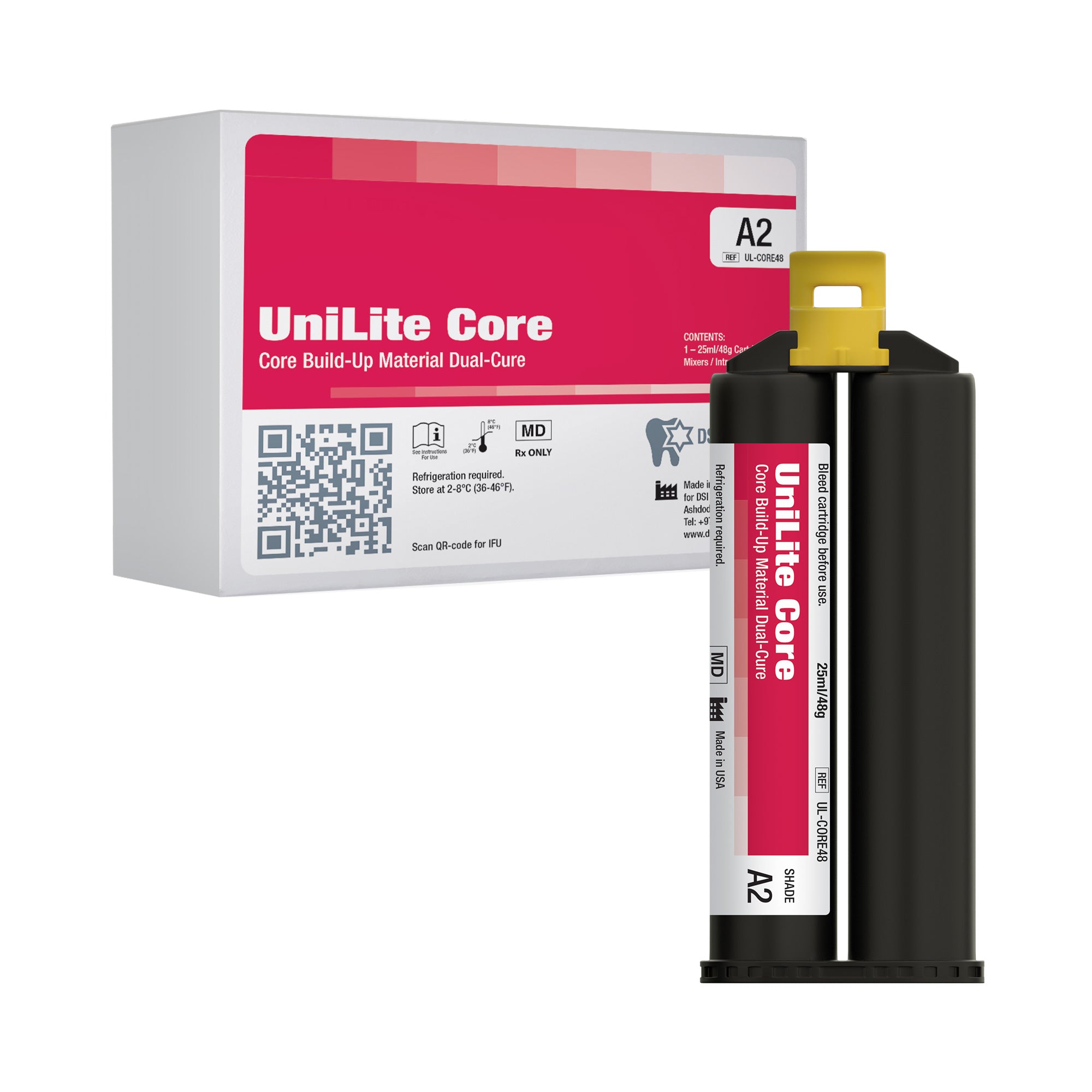 DSI UniLite Core Dual-Curing Core Build Up Material Automix Cartridge 48g
