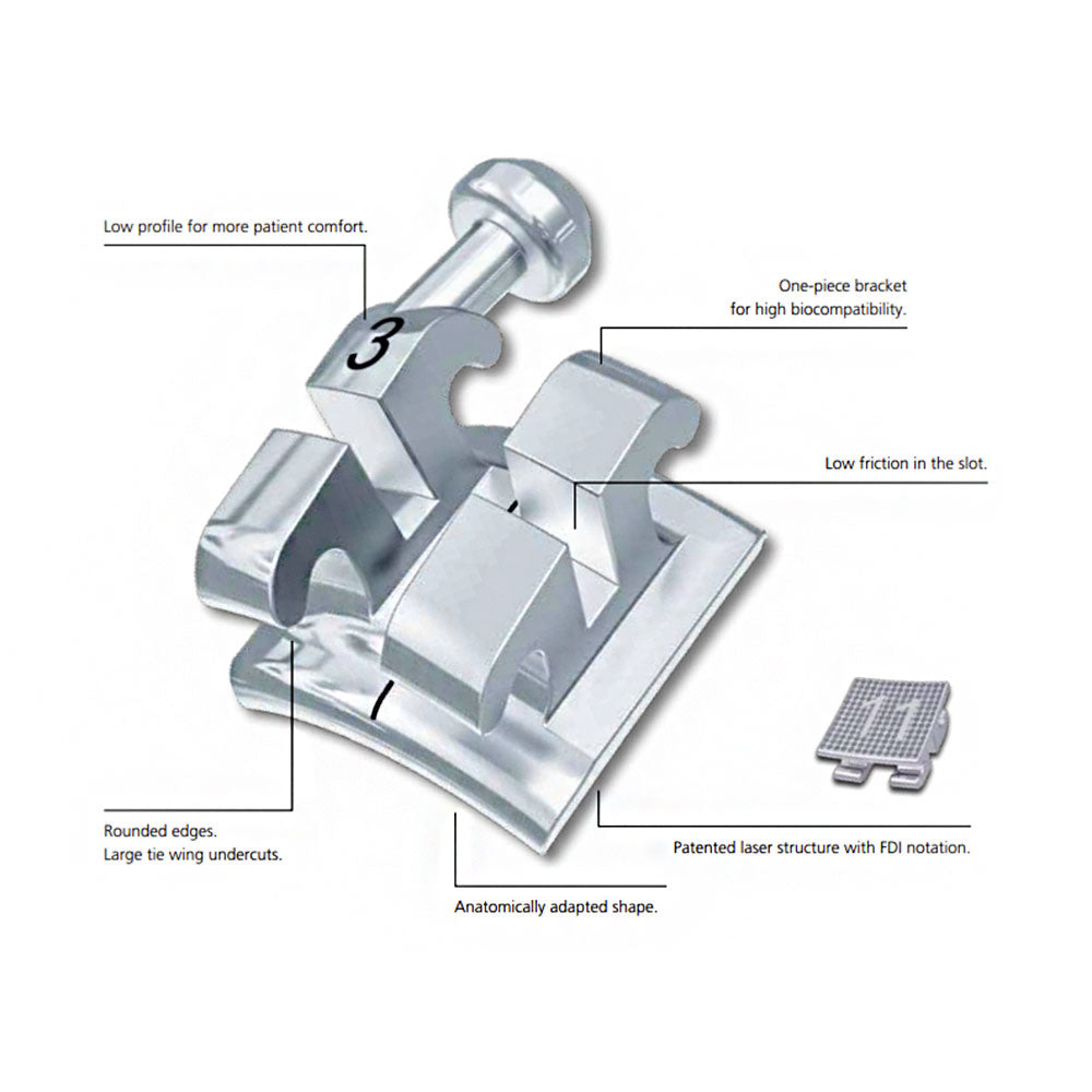 Dentaurum Equilibrium Orthodontic Brackets 022 Slot With Hooks #345 MBT 5x5 single case