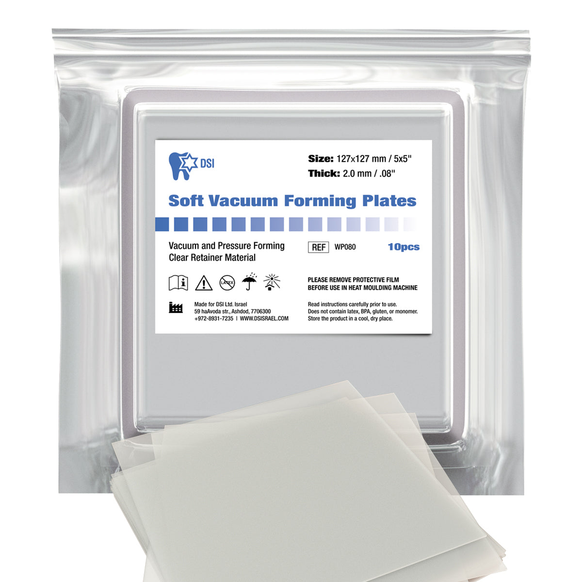 DSI Soft Bleaching Whitening Mouthguard Vacuum Plates Sheets 125x125mm 4.9x4.9"