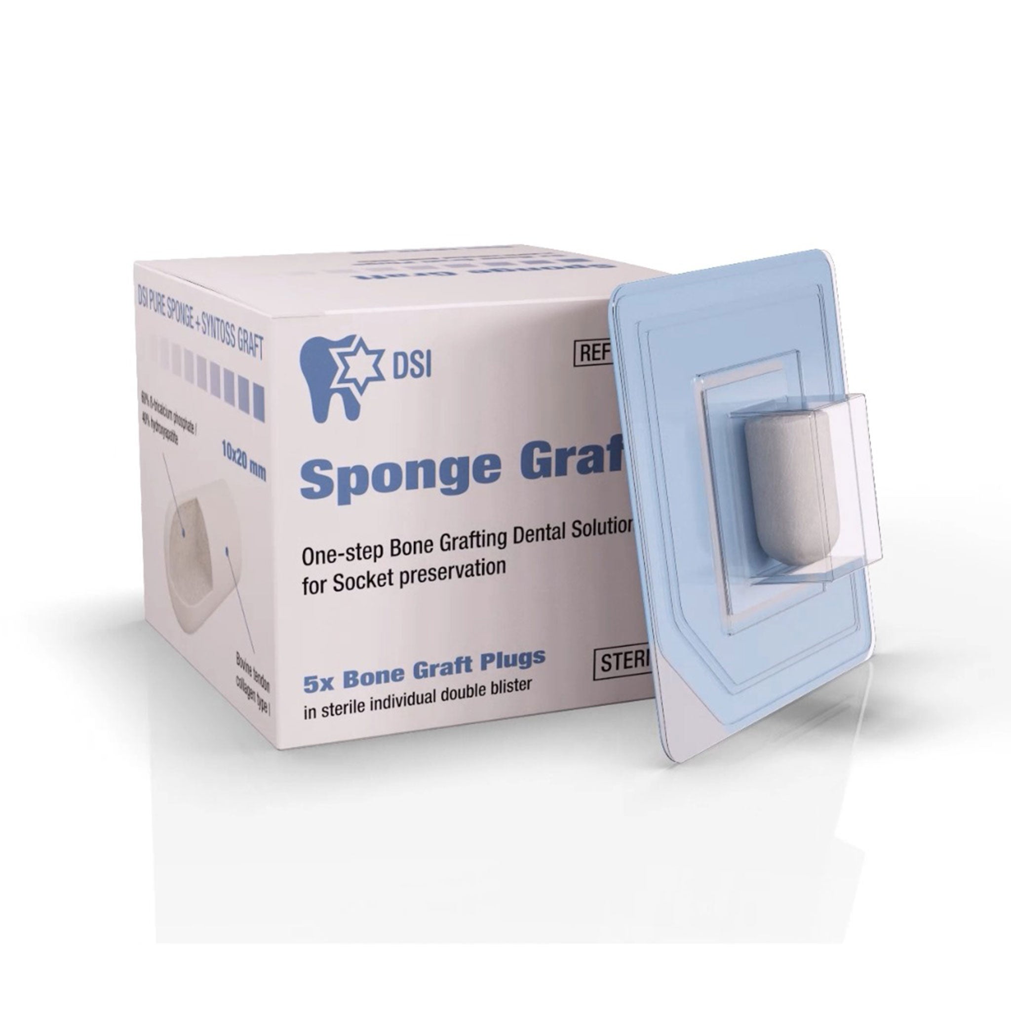 DSI SpongeGraft Dental Bone Plugs for Socket Ridge Grafting 10mmx20mm
